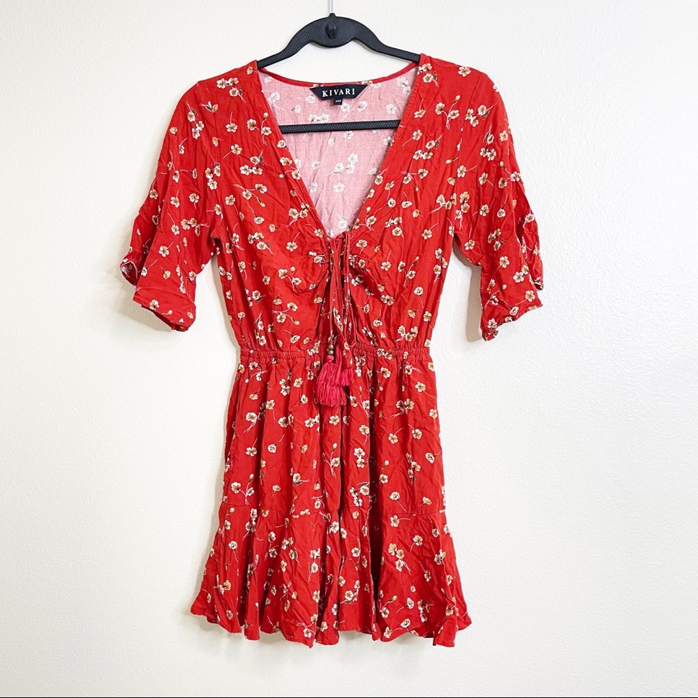 Kivari Quinn floral printed lace up tunic dress